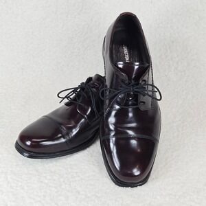 Johnston & Murphy Atchison Cap Toe Oxford Men's 10M Burgundy Leather Dress Shoes